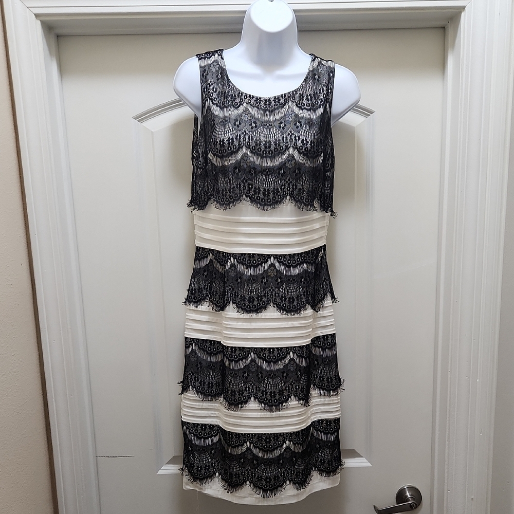 Elegant Black and White Lace Dress